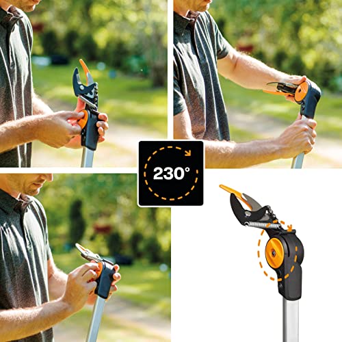 Fiskars PowerGear X Telescopic Tree Pruner UPX86, Non-stick Coated, Steel Blade/Aluminium Handle, Length 2.4 - 4 m, Black/Orange, 1023624
