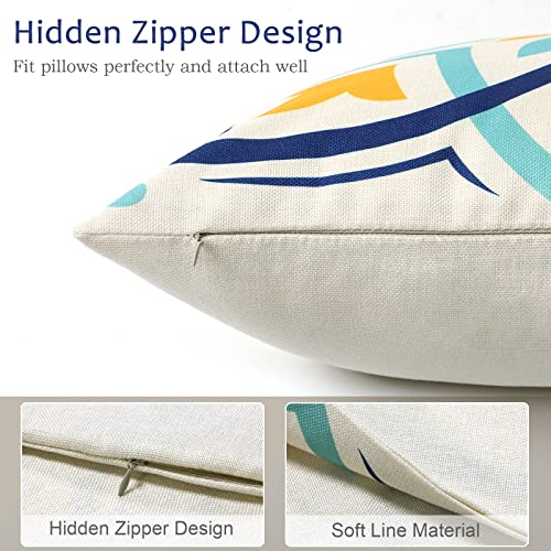 Dremisland Waterproof Throw Cushion Covers 45x45cm Set of 4 Spring Cushion Covers Outdoor Boho Farmhouse Cushion Case Flowers Decorative Garden Pillowcases for Home Bedroom Sofa Patio