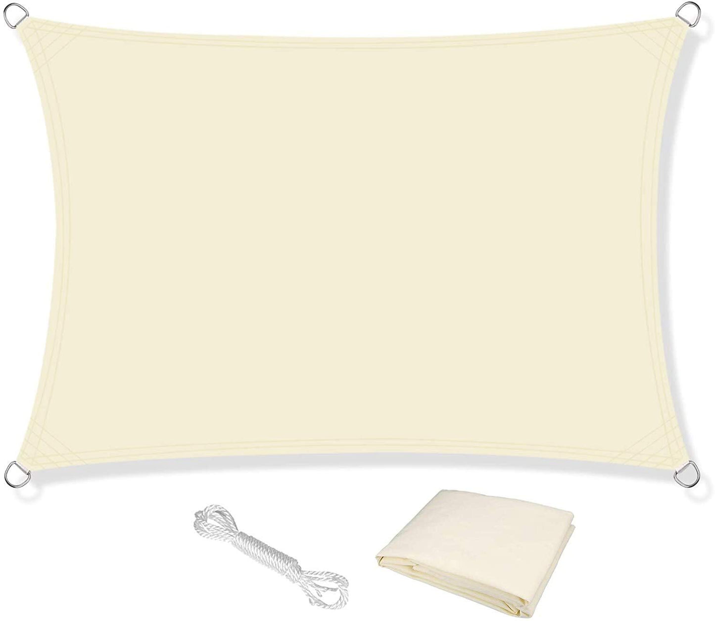 KAHEIGN Sun Shade Sail, 2.5m x 3m Waterproof 98% UV Block Sun Shade Canvas 120gsm Sunscreen Awning Canopy for Outdoor Garden Patio Yard Party (Cream)