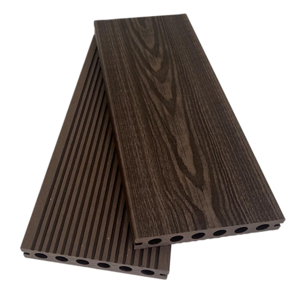 Ceta Composite Decking Premium Composite Decking Board Samples, 3.6m Length, Woodgrain Decking Board, Charcoal, Grey, Silver, Light Brown, Dark Brown, Hollow Decking Board