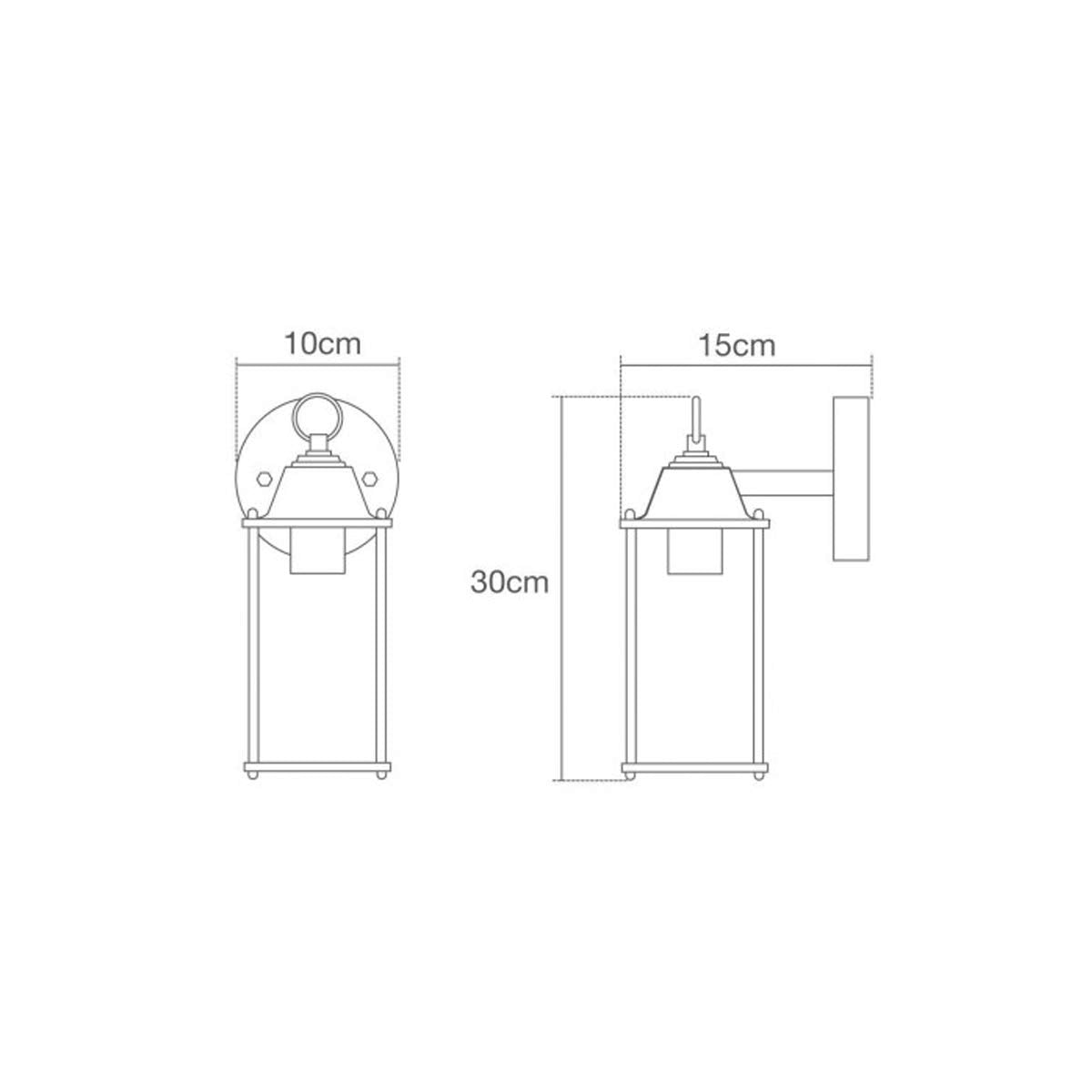 CGC Lighting Outdoor Outside Wall Light Mains Power Bevelled Glass Coach Lantern Porch Garden Decorative Lamp Fixture Waterproof (Black)