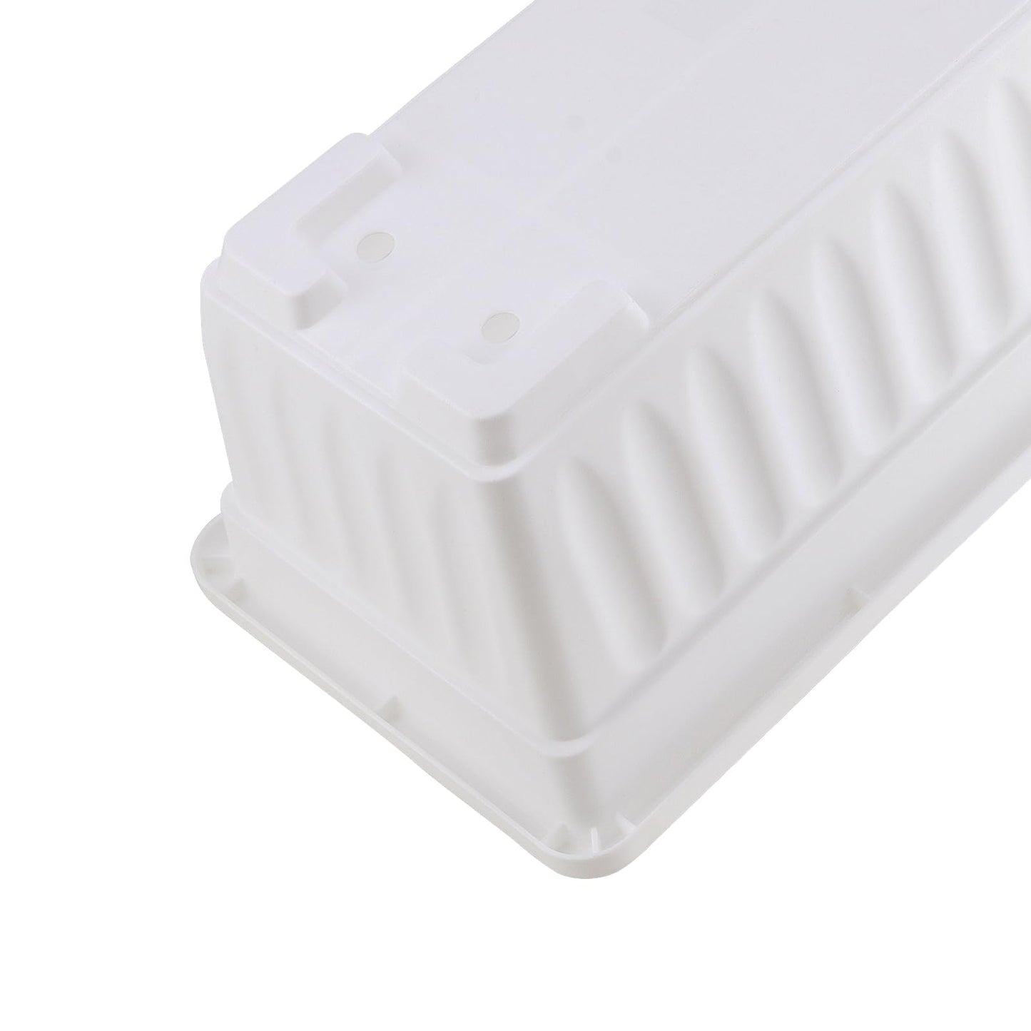JOIKIT 6 PCS 17 Inch White Plastic Window Box Planter, 43cm Rectangular Flower Pot, Large Windowsill Planter with Removable Tray and Green Plant Label for Garden