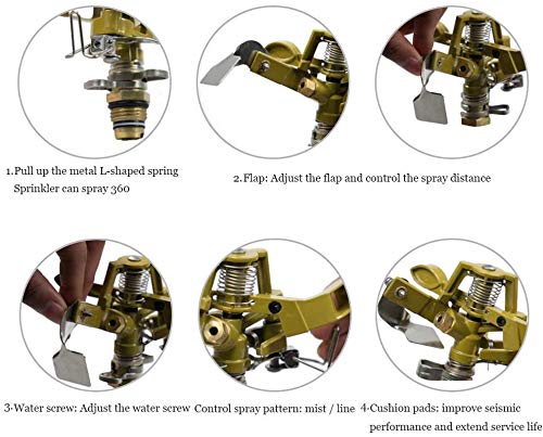 LATERN Impulse Garden Sprinkler, 360 Degree Heavy Duty Impact Lawn Sprinkler Irrigation Sprayer with Metal Spike for Watering Plants Flowers Veggies