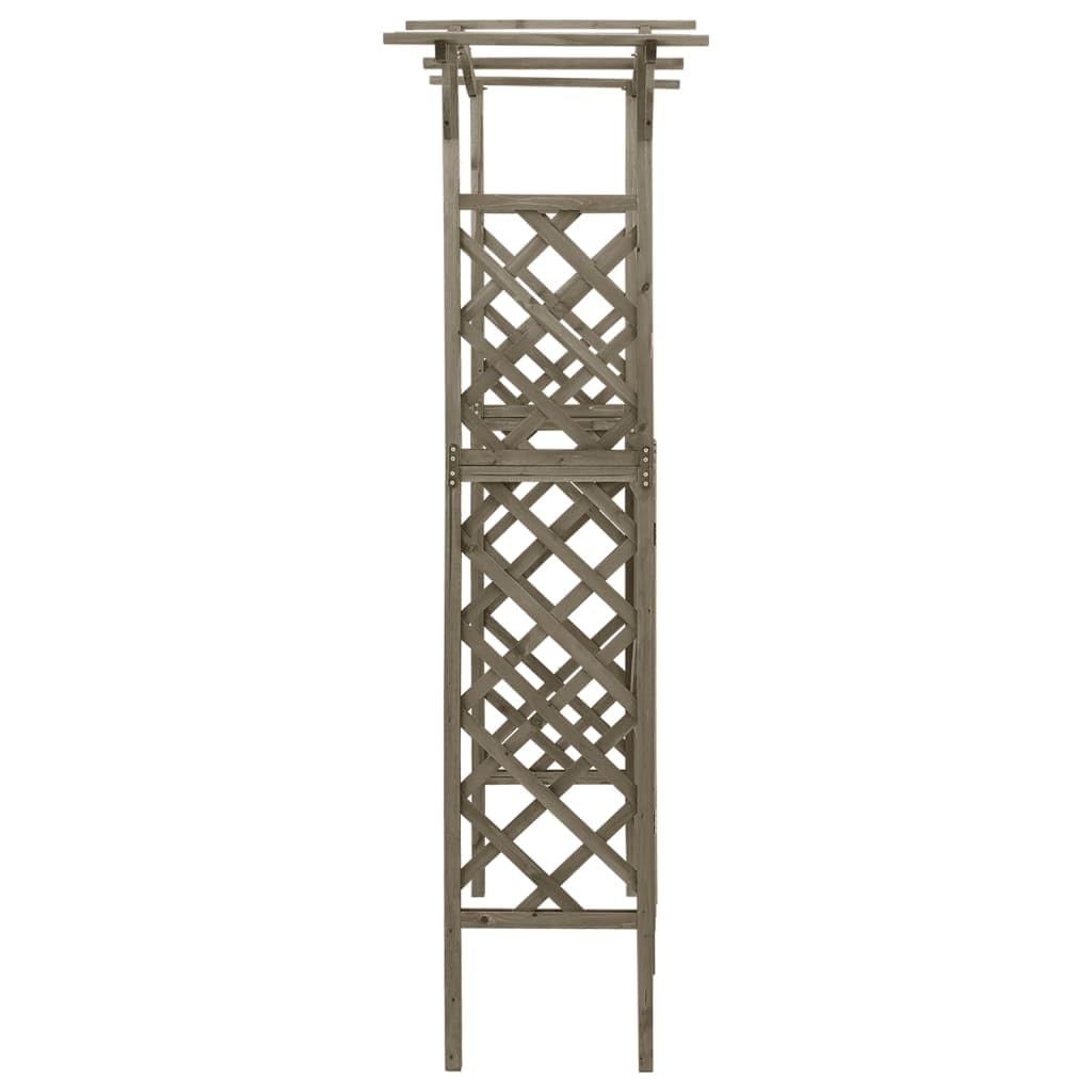 vidaXL Pergola with Gate in Grey - Solid Firwood and Pine Wood Construction, Versatile Outdoor Garden Arch, Weather-Resistant, Decorative Addition to Garden Path, 116x40x204 cm