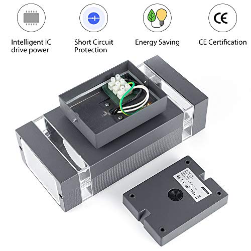 HLFVLITE 1002 LED Outdoor Wall Lamp, Aluminum Up/Down Outside Wall Light Exterior Wall Sconce, 2 * 5W 6400K Cold White Bulbs Included, IP44 Waterproof, Black