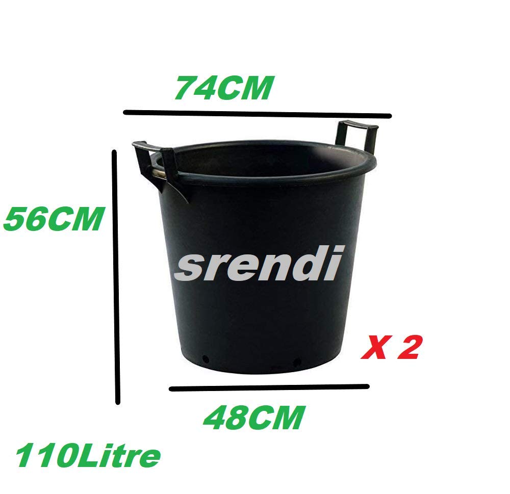 Easy Shopping 110 Litre Heavy Duty Extra Large Plastic Plant Pots with Handles Outdoor Garden Tree Planters Flower Planters Vegitable Plant Containers (2)