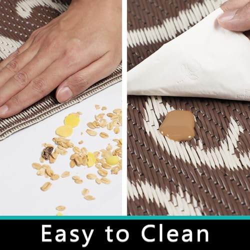 Famibay Outdoor Rugs for Patios Waterproof Garden Rug Reversible Mat Lightweight Camping Rug Outdoor Area Rug for Balcony Deck Backyard Porch Beach BBQ