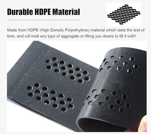 RUTAVM Grid Paving Stabiliser, Permeable Paving System Ground Grid For Car Park Slopes Driveways Footpaths (Color : Schwarz, Size : 8m x 6m (26ft x19.5ft))