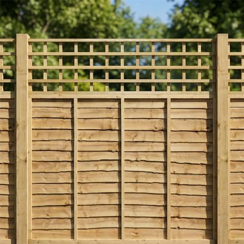 6ft x 2ft Square Wooden Trellis Fence Topper Panel