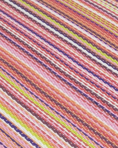 THE RUGS Rainbow Collection Outdoor Rug - Easy to Clean, Waterproof Plastic Outdoor Rugs for Garden, Patio, Balcony, Camping - Vibrant Plastic Straw Rug - Threads Pink, 120x160