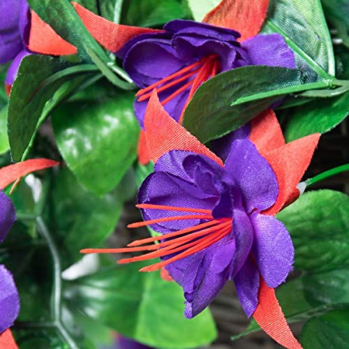 Primrose Premium Large Artificial Outdoor Hanging Baskets With Flowers (Fuchsia, Set of 2)