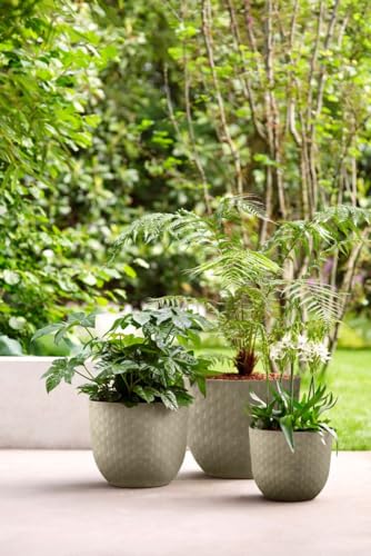 elho Fuente Grains Round 47 - Flower Pot for Indoor & Outdoor - Ø 46.5 x H 38.4 cm - Grey/Pebble Grey