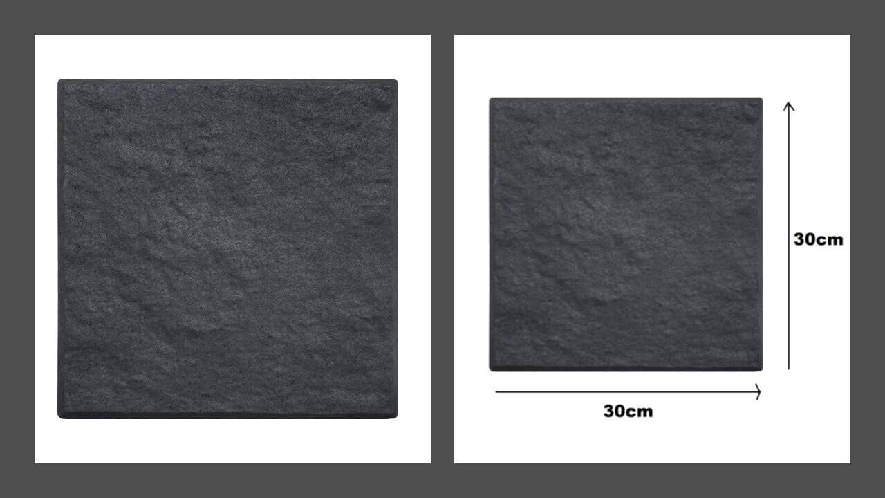 Black Marble Effect 30x30x2.5cm Square Stomp Stone – Pack of 10 Slates - Garden Path/Walkway Tiles– Easy Install - Hard Wearing (10)