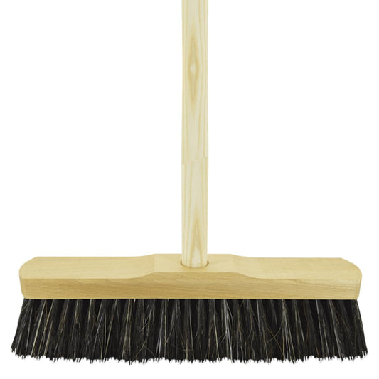 Indoor Broom Soft Bristle Sweeping Brush - Ideal Kitchen Broom for Laminate, Vinyl, Wooden Floors - Flexible Nylon & Natural Bristles, 120cm Wooden Handle - Perfect for Fine Dust & Crumbs (30cm / 12”)
