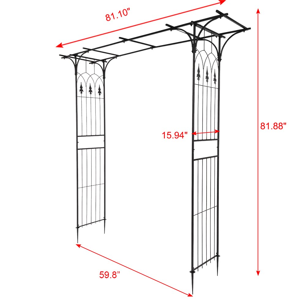 Bonnlo Metal Garden Arch for Climbing Plants, Heavy Duty Durable Iron Trellis Garden Decorations Archway Outdoor for Patio Lawn Wedding Party