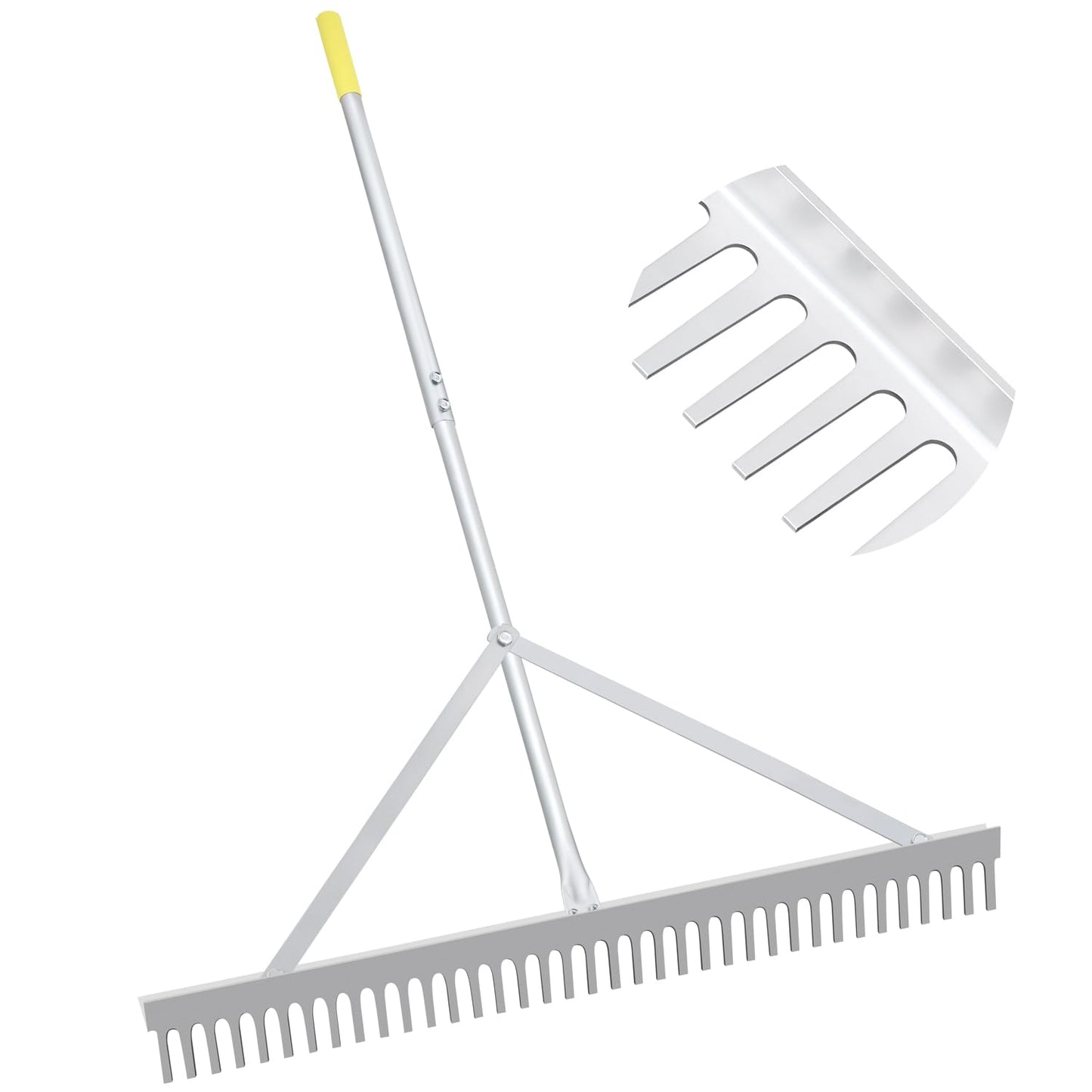 Byhagern Landscape Rake 36'', Aluminum Rake with Lightweight 69'' Handle, Landscaping Rakes Tool for Lawn Care, Lake and Beach