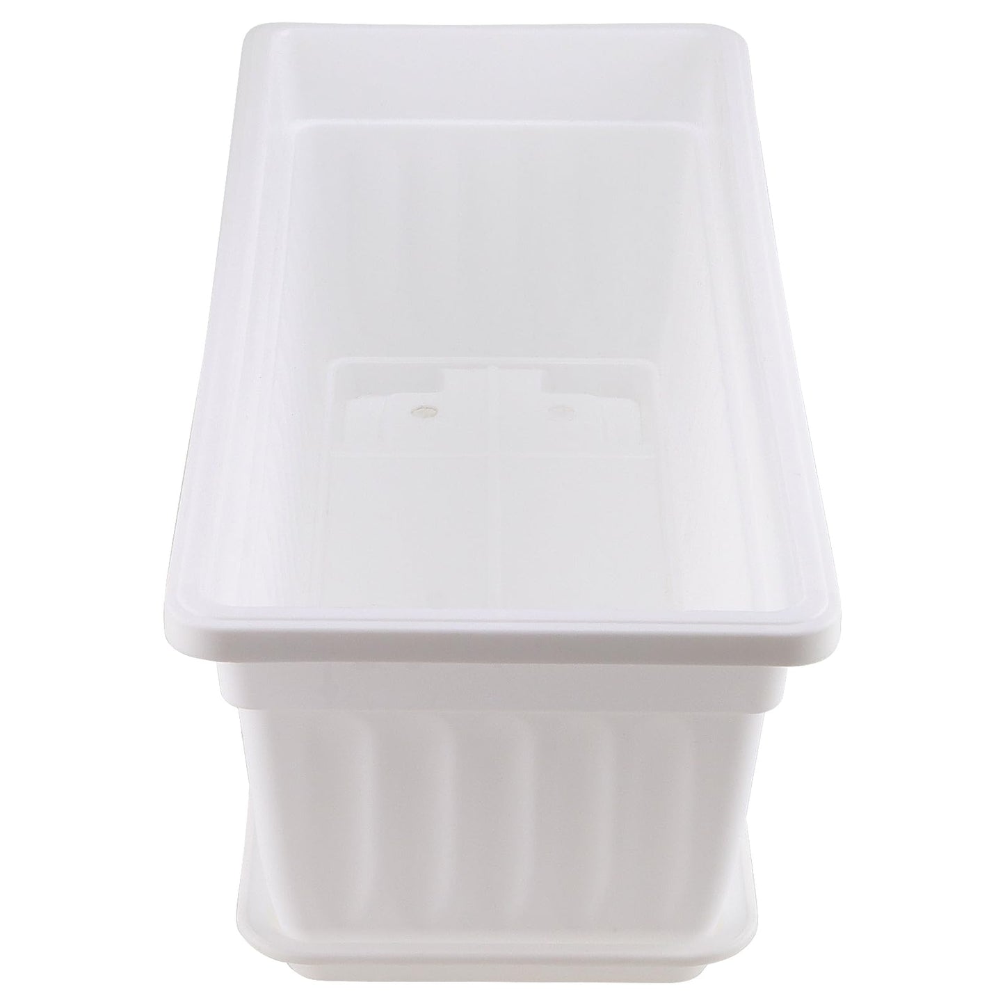 JOIKIT 6 PCS 17 Inch White Plastic Window Box Planter, 43cm Rectangular Flower Pot, Large Windowsill Planter with Removable Tray and Green Plant Label for Garden