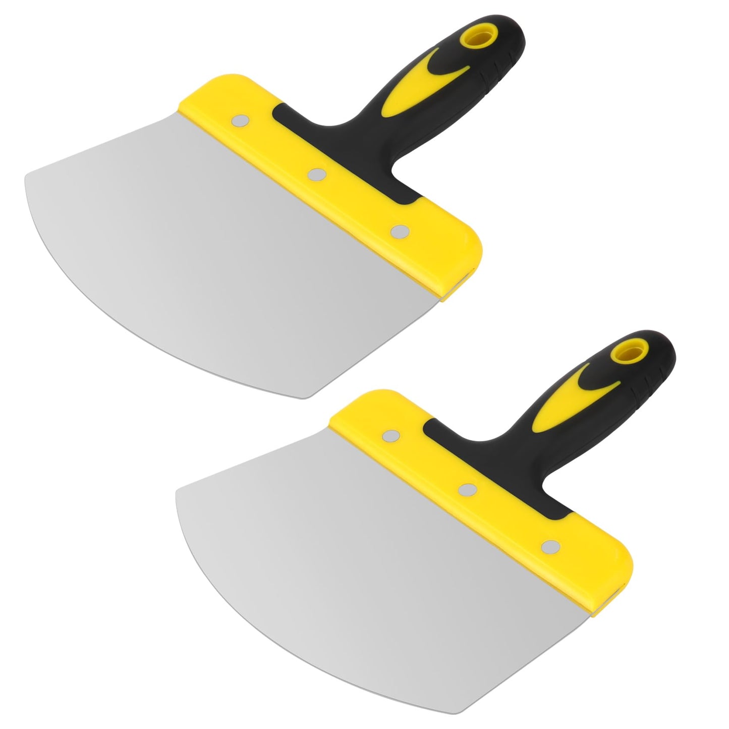 Ocnvlia Scrapers 2PCS Bucket Scoop for Drywall, Plaster Stainless Steel Bucket Scoop - 6.5 Inch Curved Contoured Blade for Paint, Mortar- Yellow