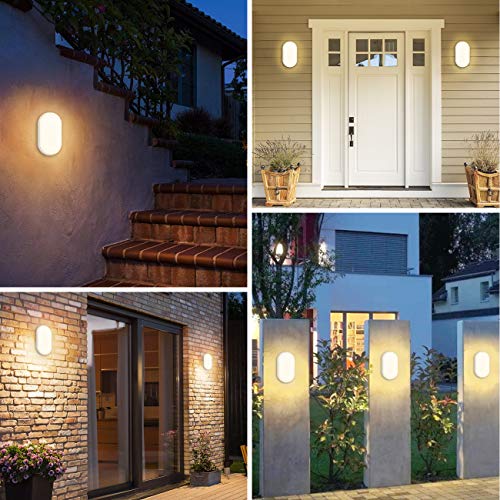 ANWIO 14W Bulkhead Light Led Outdoor,led Oval Porch Sconce Lighting,Outside Led Lights Mains Powered,Led Bulkhead Wall Light,980LM,4000K Natural White Bulkhead Light Sanwio Wall Lights(2 Pack)