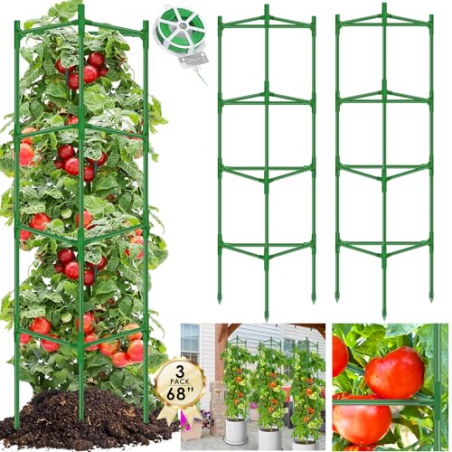 WYRJXYB 68-Inch Tomato Cages – 3 Pack