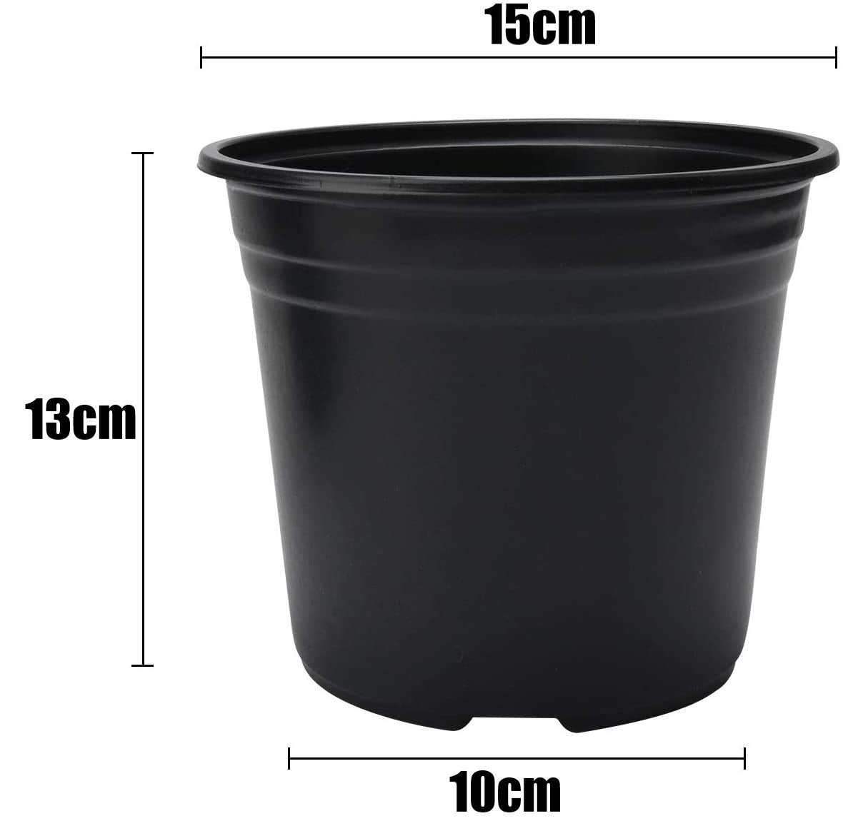 KAHEIGN 50Pcs 15cm Plastic Plant Flower Pots Lightweight Seed Starting Pots Nursery Seedlings Pots Flower Plant Container (15 x 13cm, Black)
