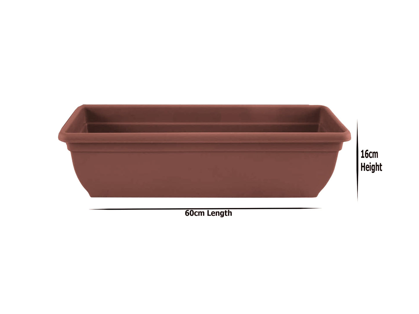 SIDSONS 4 X Plastic Garden Trough Long Window Box Planter Flower Box Plastic Vegetable Planters Box Flower Pot Herb Planter Box Windowsill Patio Garden Home Decor Flower Terracotta 60CM