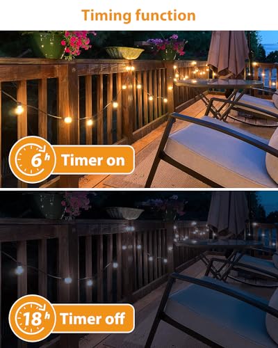 btfarm 36M/120FT Outdoor Festoon Lights Mains Powered【Timer & Dimmable】50-3 LED Garden String Lights with Shatterproof G40 Bulbs,Waterproof Indoor Outside Lights for Yard Wedding Christmas Patio Party