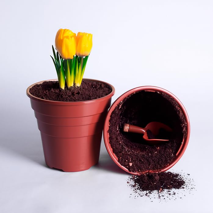 Happy Pots - 15cm Gloss Terracotta - Pack of 15 Premium Plastic Plant Pots - Reusable Flower Pots for Indoor/Outdoor Home Décor Gardening - Round, Heavy Duty, UV Resistant, Recyclable - Made in UK