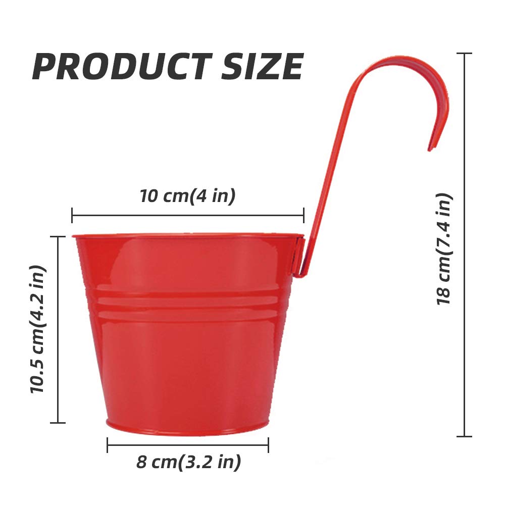 Trongle 10 PACKS Metal Iron Flower Pot With Detachable Handle, Small Garden Plant Pot Vase Hanging Garden Planter Holders Indoor and Outdoor Home Decor