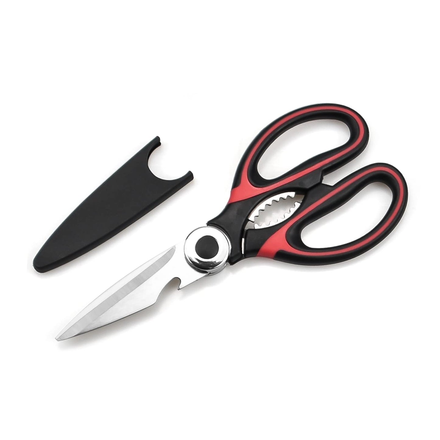 Heavy Duty Kitchen Scissors, Sharp Stainless Steel Scissors for Kitchen, Multipurpose Shears for Garden, Chicken, Poultry, Fish, Meat, Vegetables, Herbs, BBQ, Nuts (Red)