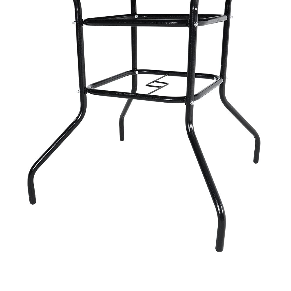 The Fellie Garden Table Outdoor Dining Table Tempered Glass Top Coffee Table Patio Table with Parasol Hole (Square-80 x 80 x 72cm)