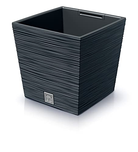URBNLIVING Square Modern Grain Look Planter Low Flower Plant Pot Indoor Outdoor Garden Decor Contemporary (Anthracite)