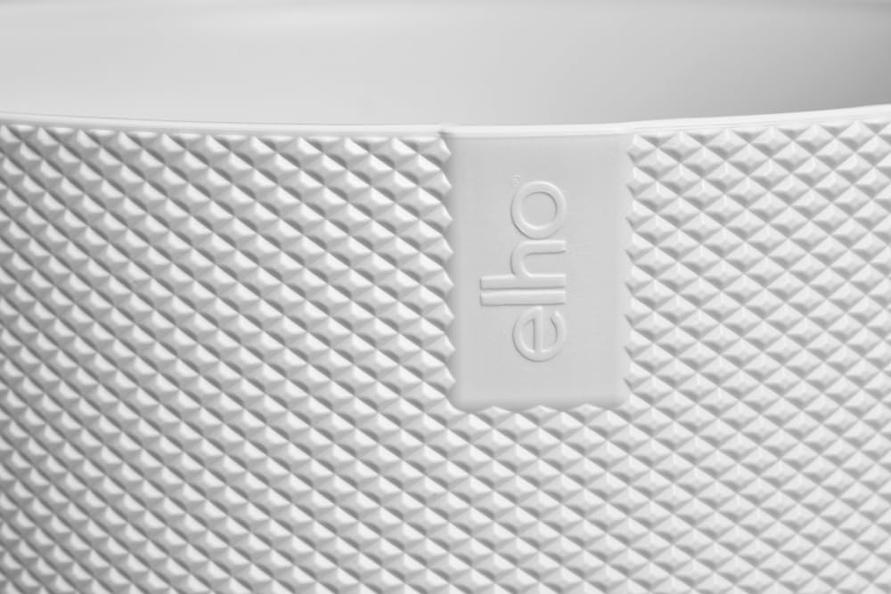 elho Jazz Round 16cm Flower Pot - Indoor Plant Pot - 100% Recycled Plastic - Unique Structure - White/Silky White