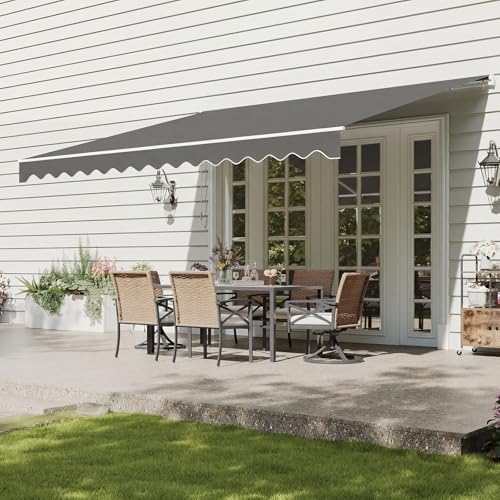Aoxun 2.5×2M Manual Retractable Patio Awning – Grey