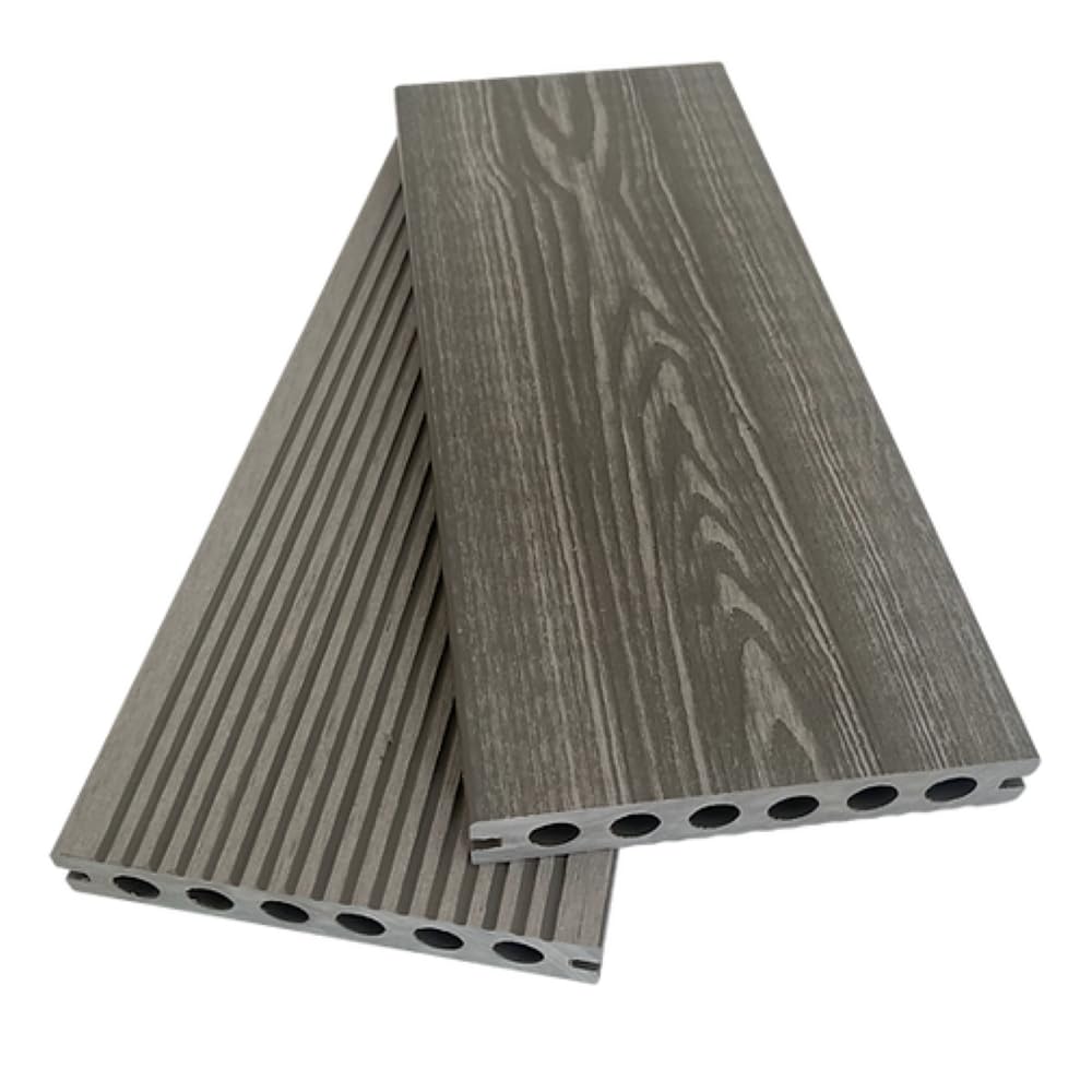 Ceta Composite Decking Premium Composite Decking Board Samples, 3.6m Length, Woodgrain Decking Board, Charcoal, Grey, Silver, Light Brown, Dark Brown, Hollow Decking Board