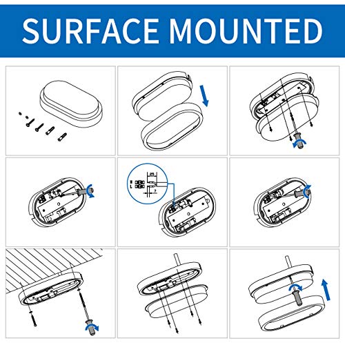 ANWIO 14W Bulkhead Light Led Outdoor,led Oval Porch Sconce Lighting,Outside Led Lights Mains Powered,Led Bulkhead Wall Light,980LM,4000K Natural White Bulkhead Light Sanwio Wall Lights(2 Pack)