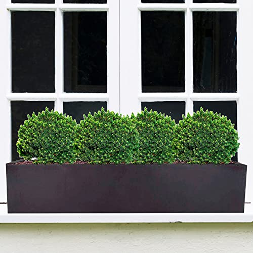 IDEALIST 80cm Long Black Window Box | Reinforced Stone Windowsill Planter | Garden Planters with Drainage Holes L80 W17 H17.5 cm, 12 litres