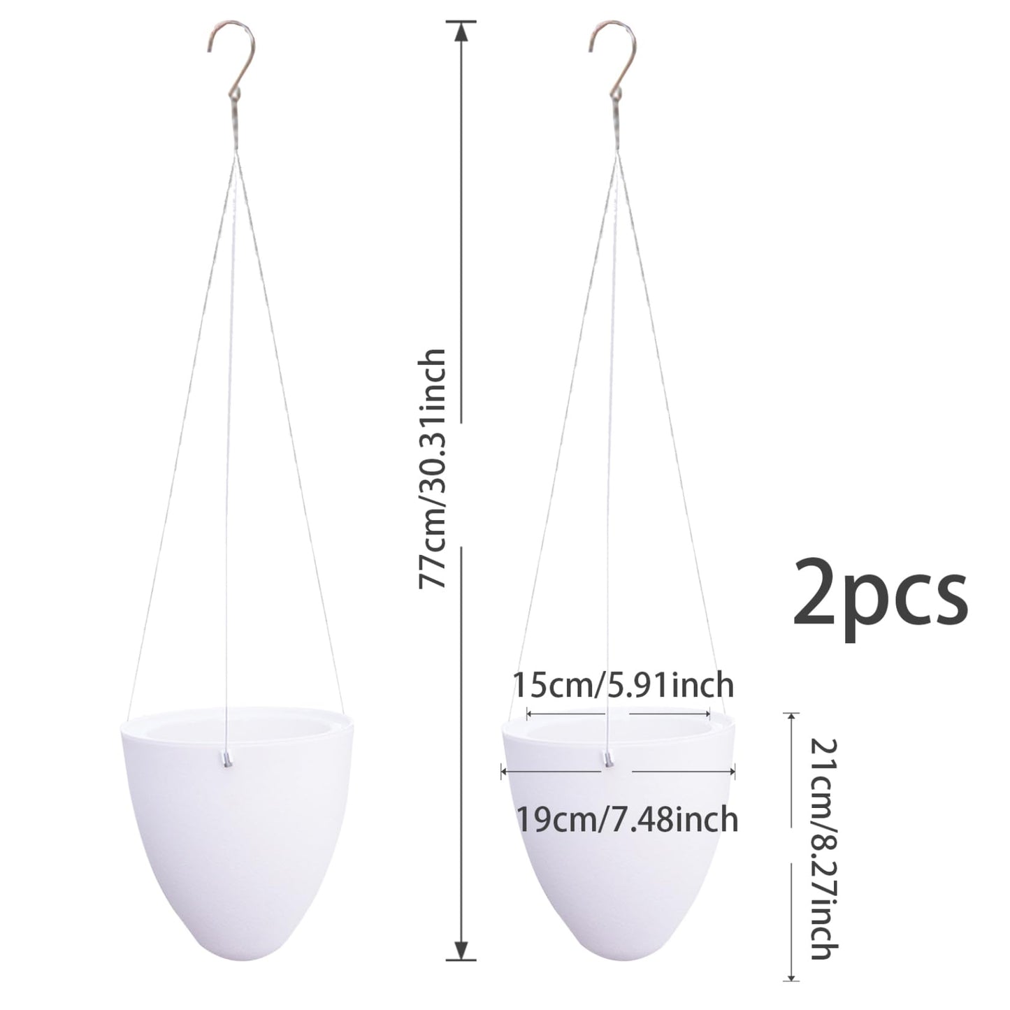 Wedhapy Hanging Plant Hanging Pots Indoor 2PCS Self Watering Hanging Planter Removable Hanging Flower Pot with Reservior and Absorbent Cotton Rope Hanging Basket