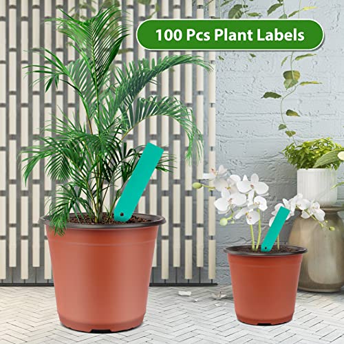 SHEEFLY 100 Pack Plant Nursery Pots 4 inch Plastic Plant Pots, Soft Durable Reusable Seed Starting Pots for Succulents Plants Vegetables Fruits Seedlings Cuttings Transplanting with 100 Plant Labels