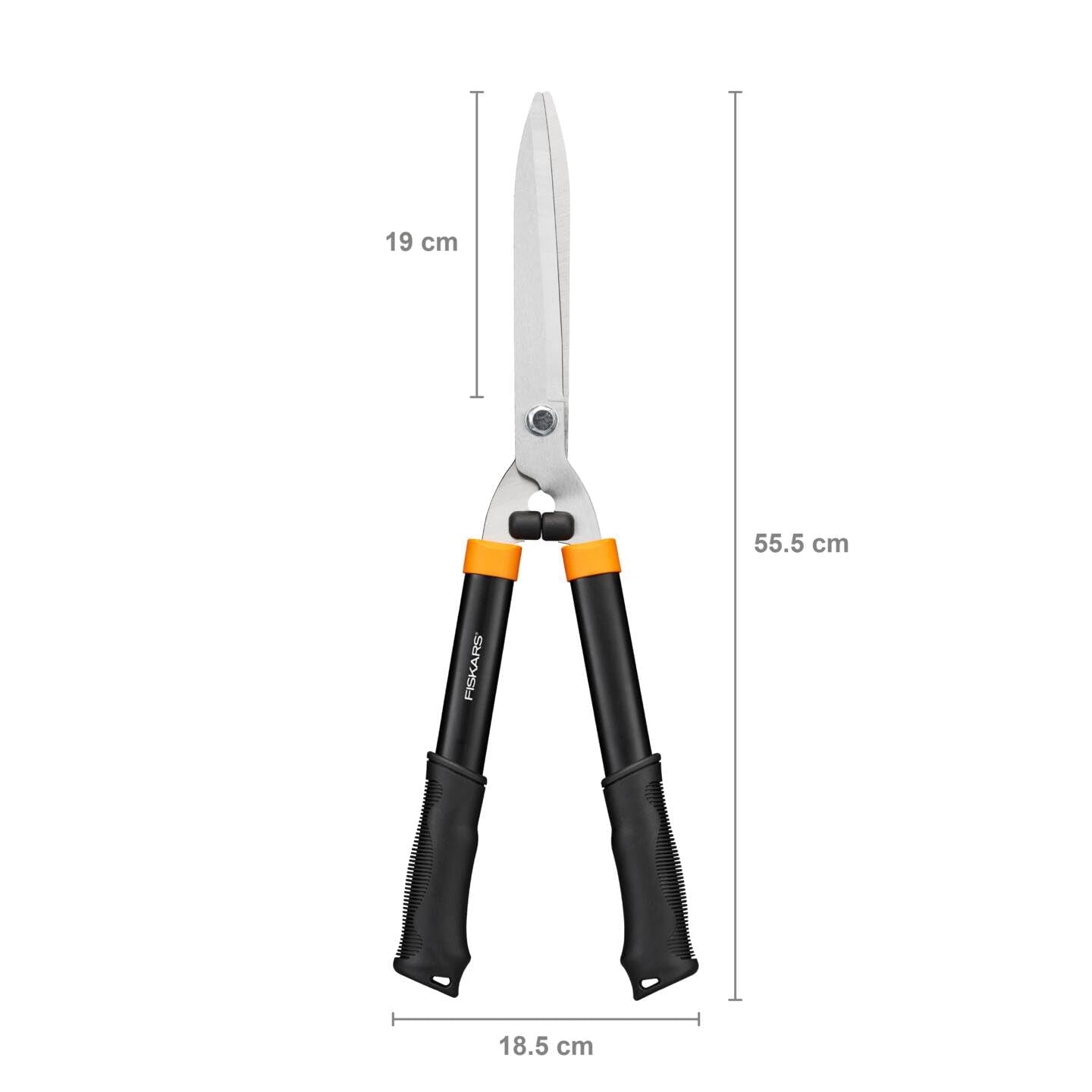 Fiskars Solid Hedge Shears HS21, Bush and Hedge Trimming, Length 59cm, Hardened Steel Blade/Soft-Touch Grip Plastic Handle, Black/Orange, 1026827