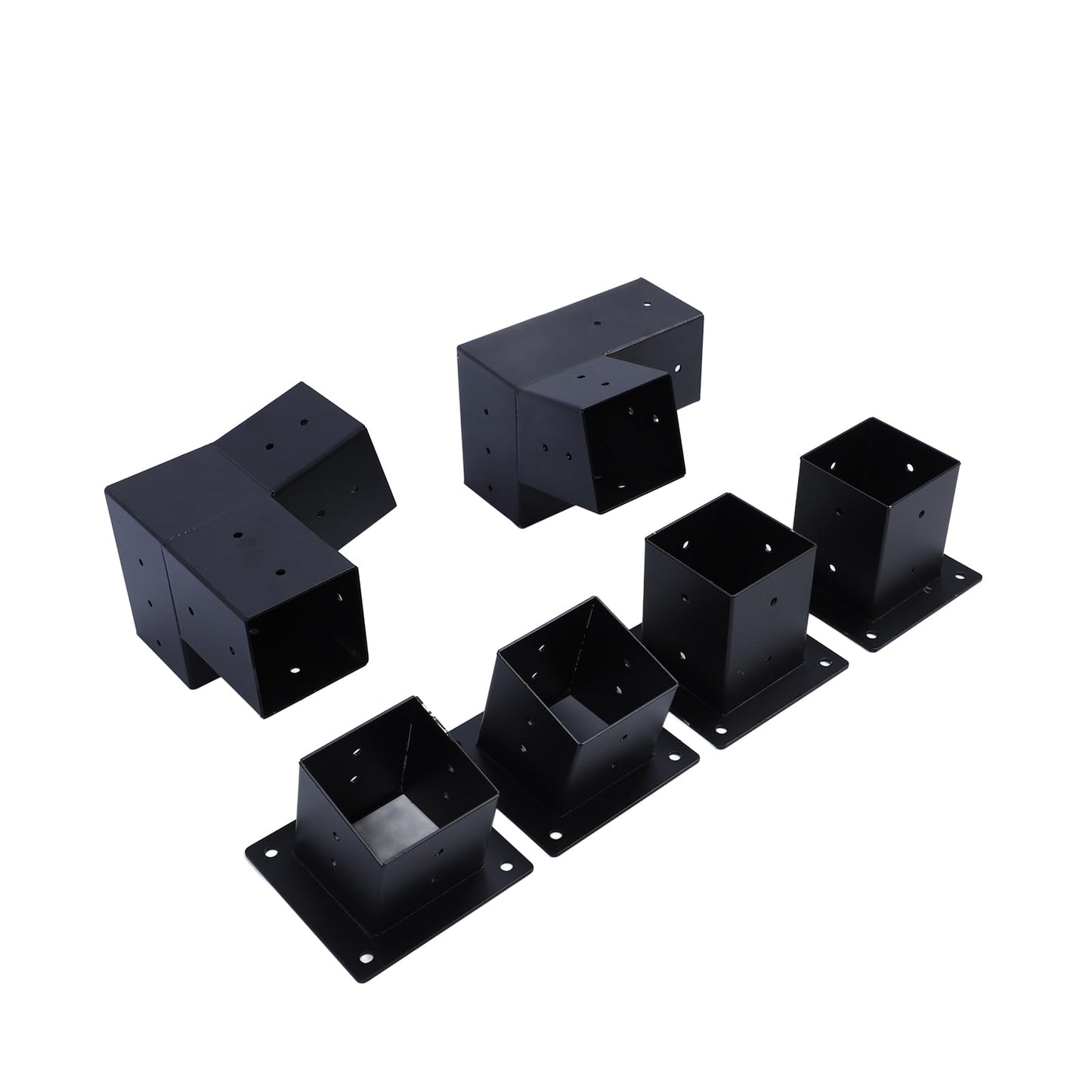 6Pcs Pergola Corner Brackets, Alloy Steel Corner Bracket Base Top Mount 3 Way Bracket DIY Post Base Kit Outdoor Patio Pergola Hardware Kit with Screws for Gazebo Canopies Carports