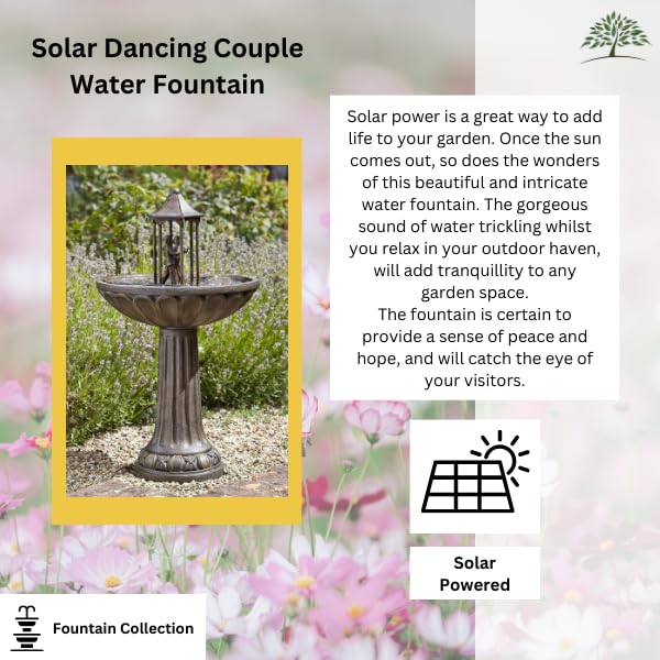 Garden Mile Dancing Couple Water Feature Bronze Effect Fountain for Garden Freestanding Patio Lawn Centrepiece Rustic Ornamental Decorative Fountain