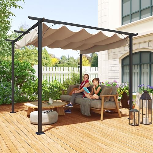 Outsunny 3x3m Metal Pergola with Retractable Roof