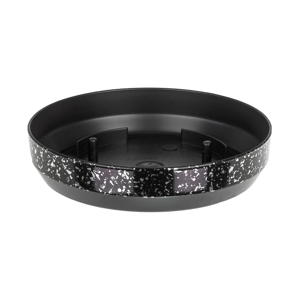 KORAD Black with Silver Flecks Indoor Plant Pots 6 sizes – Plant Pot Planter with Drainage Holes and Matching Saucer for All Houseplants – Modern Home Decor Round Flower Pot (26 cm)
