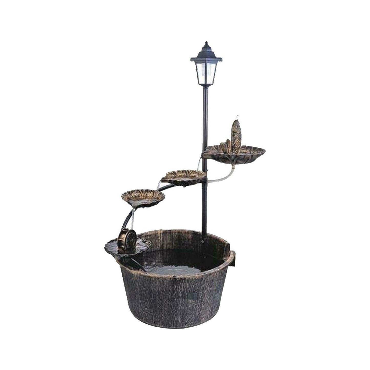 NIGMA® Garden Water Feature Fountain And Pump | Solar Lamp Post Light | Garden Ornament Fountain | 4 Lotus Leaves | Flowing Water Fountain