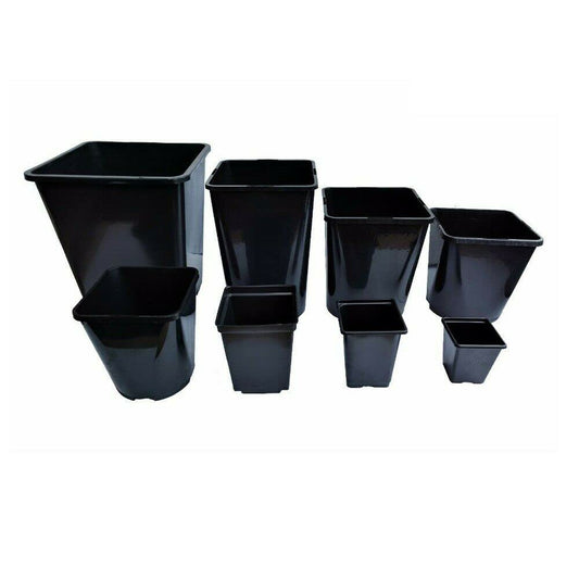 Elixir Gardens | Strong Square Black Recycled Plastic Hydroponic Pots | .25L / .75L / 1L / 2L / 3L / 4.5L / 5.5L / 11L Quantities 1-1000 | 2 Litre x 20