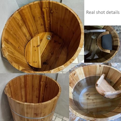 ZCBYBT Soaking Wooden Tub Freestanding Wooden Bathtub Wood Bathtub for Indoor Hot Bath Ice Bath,80W*80H cm