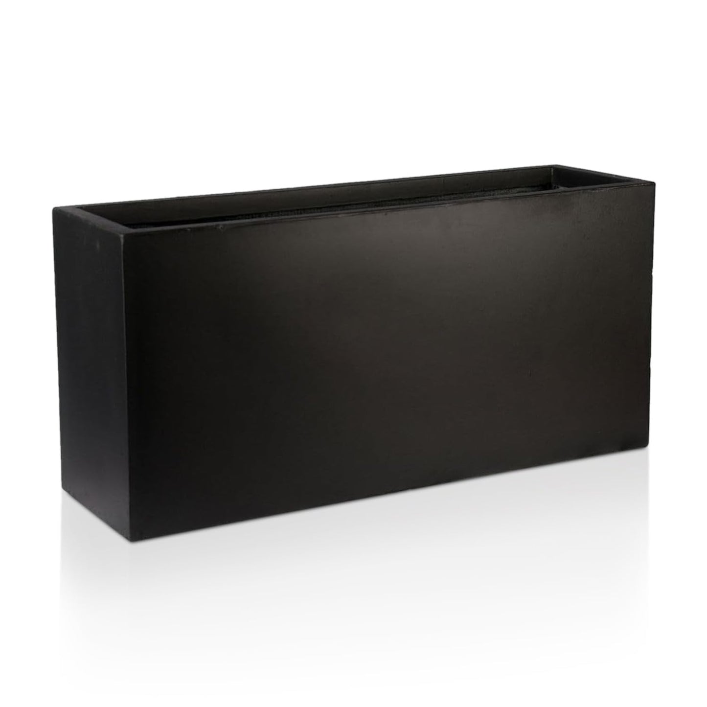 IDEALIST 85cm Large Trough | Black Reinforced Stone Rectangle Plant Pot | Garden Planters with Drainage Holes L85 W26 H41 cm, 60 litres