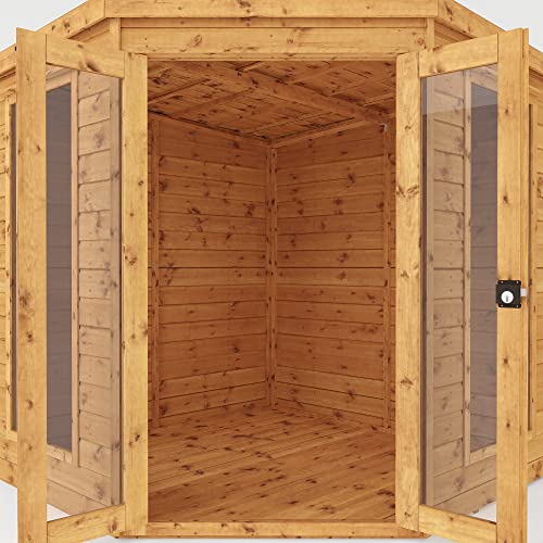 WALTONS | Wooden Corner Summerhouse | Shiplap Tongue & Groove | Garden Room | Flat Roof | Double Door | Outdoor Sun Room | 7ft 8ft 9ft | 10 Year Anti Rot Guarantee | (7ft x 7ft)