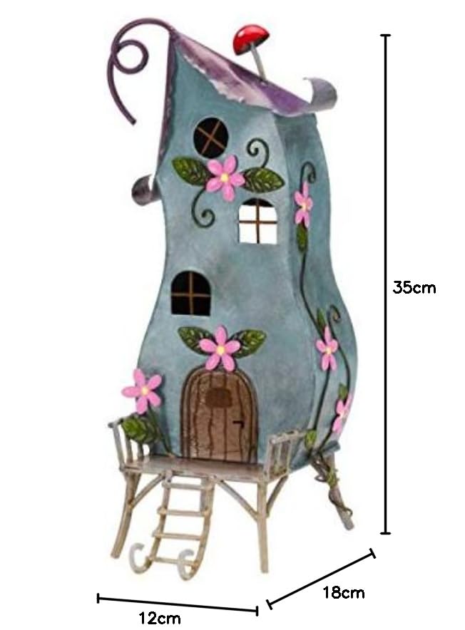 Garden Mile® Novelty Garden Ornaments Waterproof Fairy House Outdoor Decoration Fun Metal Hand Painted Decor Weatherproof (Pixie Palace)